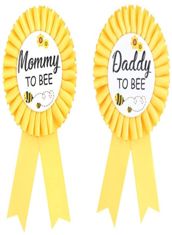 PATICARRY HAPPYLAND - Yellow Bee Baby Shower Mom to be & Daddy to be Tinplate Badge Pin - Gender Reveal Party Set Mommy to be & New Dad Gift Yellow Rosette Button for Baby boy Celebration - Image 1